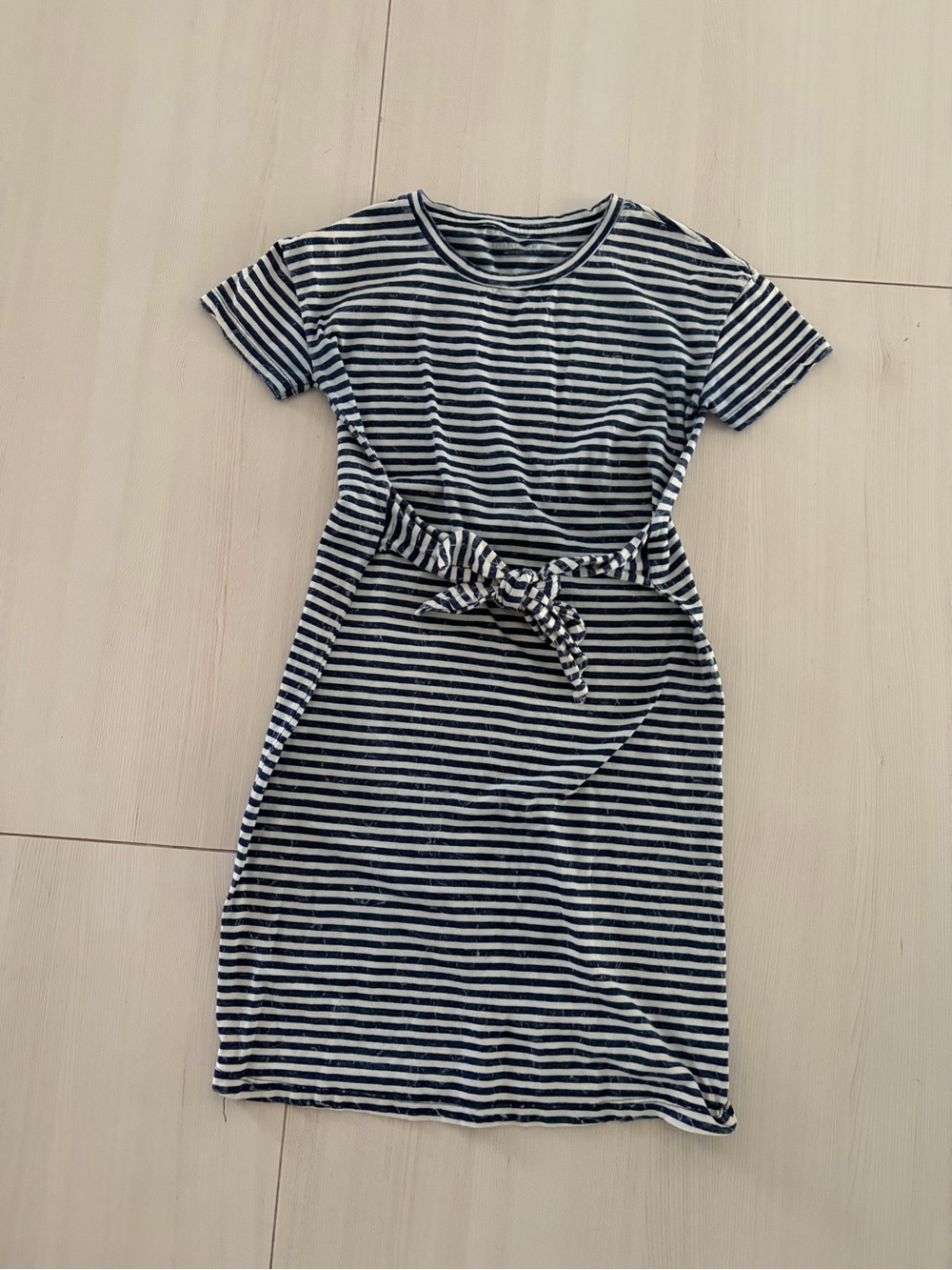 A Pea in the Pod Maternity Striped Navy and White Tie-Waist Casual Dress XS